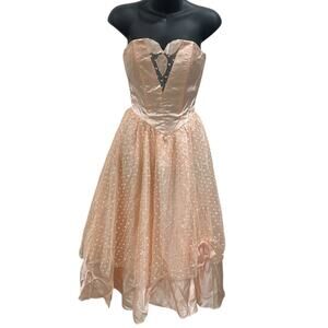 Vintage Steppin’ Out Satin & Lace Strapless Party Dress
